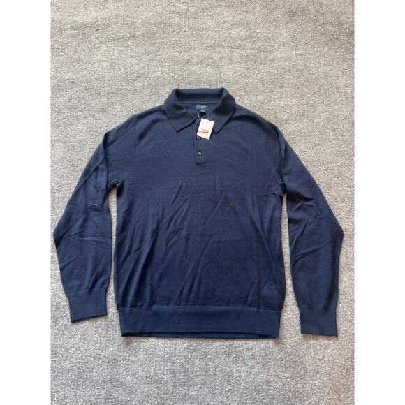 J.Crew Merino Wool Blend Sweater Polo Navy Small NWT - Picture 2 of 9